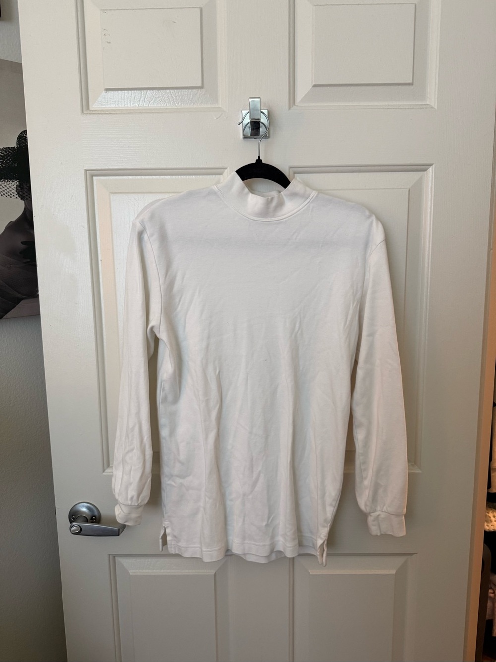 Port Authority White Mock Neck Long Sleeve Top